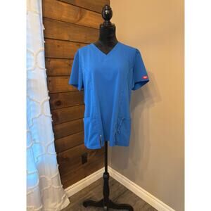 Dickies V‑Neck Scrub Top – Size Large – Gently Used – Royal Blue